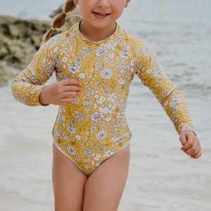Yellow long sleeved Swimsuit for girls